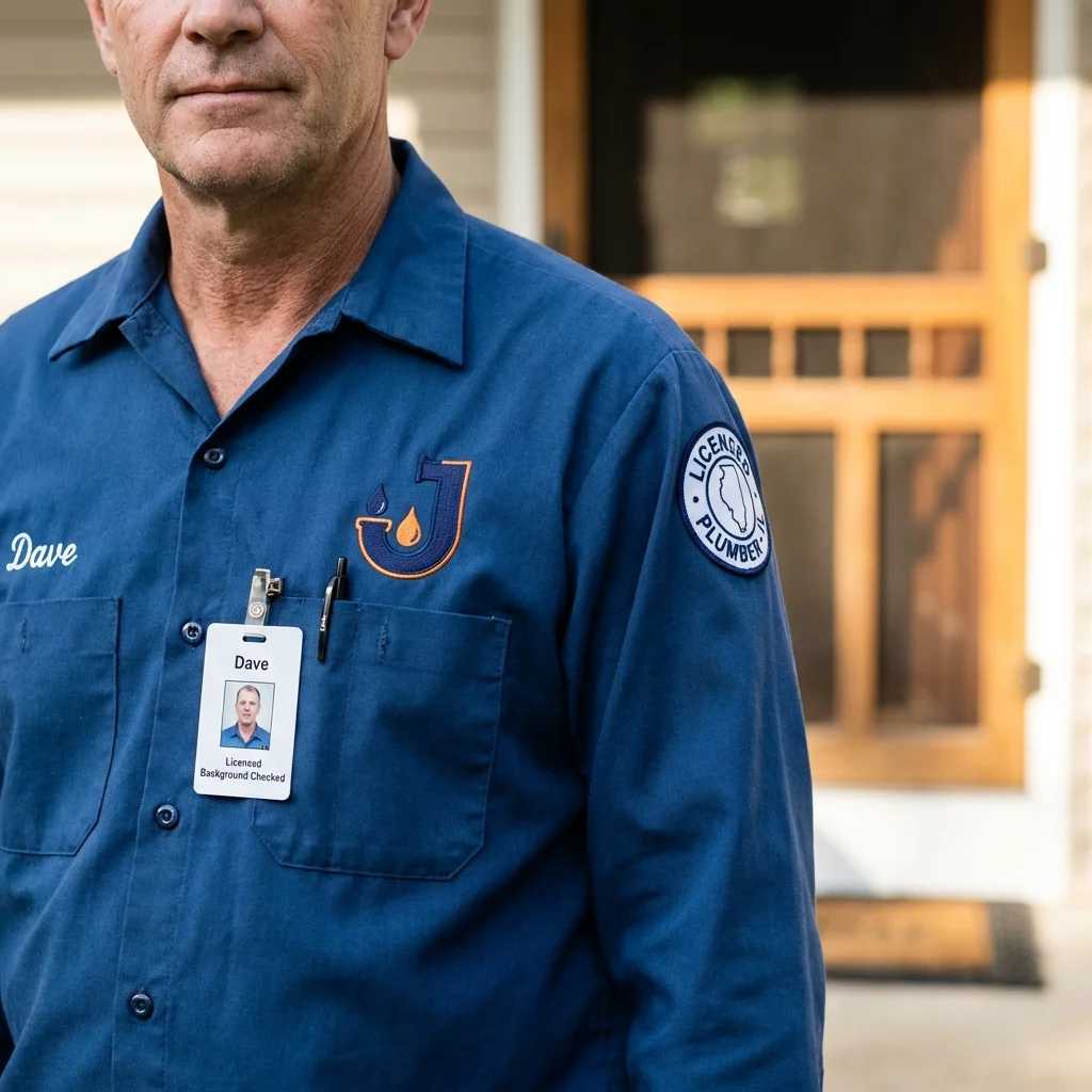 Licensed plumber showing ID badge in Kearny, NJ